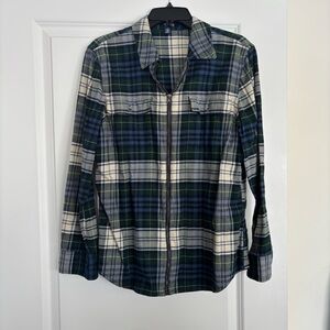 Chaps Zip Up Plaid Shirt - Navy and Forest Green
